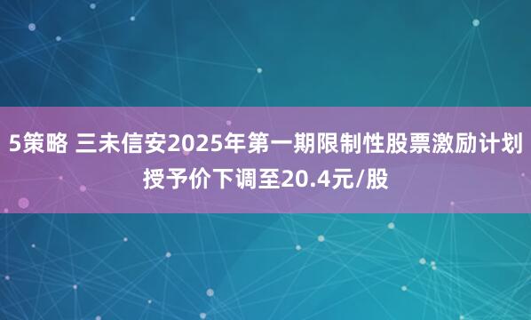 5策略 三未信安2025年第一期限制性股票激励计划授予价下调至20.4元/股